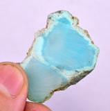 5.9Grs GEM SILICA CHRYSOCOLLA CHALCEDONY SCENIC ROUGH SLAB NEW FIND PERU SB214