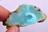 15.2Grs GEM SILICA CHRYSOCOLLA CHALCEDONY SCENIC ROUGH SLAB NEW FIND PERU SB216