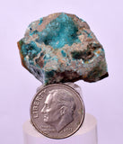 3.2cms DRUZY CHRYSOCOLLA QUARTZ CRYSTAL PERU COPPER LILY MINE DB205