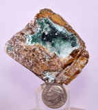 5.4cms DRUZY CHRYSOCOLLA QUARTZ CRYSTAL PERU COPPER LILY MINE DB214