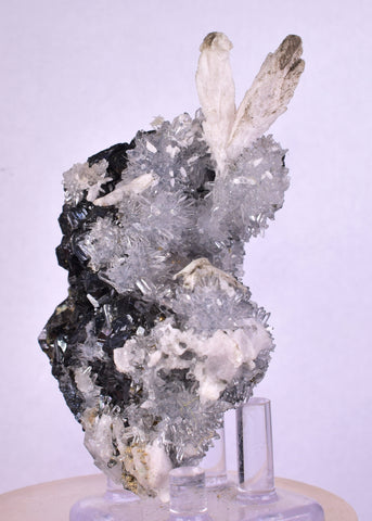 8cms QUARTZ CALCITE PYRITE PERU SHINY CRYSTALS MINERAL MB68