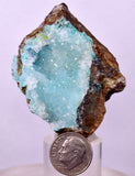 4.8cms DRUZY CHRYSOCOLLA QUARTZ CRYSTAL PERU COPPER LILY MINE DB230
