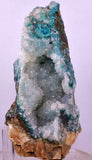 9.6cms DRUZY CHRYSOCOLLA QUARTZ CRYSTAL PERU COPPER LILY MINE DB232