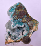 9.6cms DRUZY CHRYSOCOLLA QUARTZ CRYSTAL PERU COPPER LILY MINE DB232