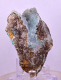 6.5cms DRUZY CHRYSOCOLLA QUARTZ CRYSTAL PERU COPPER LILY MINE DB233