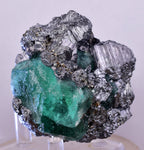 6.3cms GEOCRONITE JORDANITE FLUORITE  BOULANGERITE CRYSTALS PERU MILPO PERU SHINY KB63