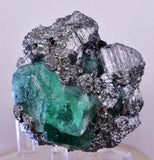 6.3cms GEOCRONITE JORDANITE FLUORITE  BOULANGERITE CRYSTALS PERU MILPO PERU SHINY KB63