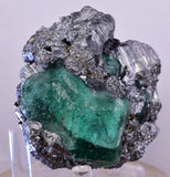 6.3cms GEOCRONITE JORDANITE FLUORITE  BOULANGERITE CRYSTALS PERU MILPO PERU SHINY KB63