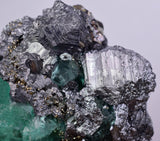 6.3cms GEOCRONITE JORDANITE FLUORITE  BOULANGERITE CRYSTALS PERU MILPO PERU SHINY KB63