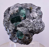 6.3cms GEOCRONITE JORDANITE FLUORITE  BOULANGERITE CRYSTALS PERU MILPO PERU SHINY KB63