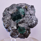 6.3cms GEOCRONITE JORDANITE FLUORITE  BOULANGERITE CRYSTALS PERU MILPO PERU SHINY KB63