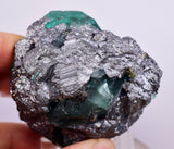 6.3cms GEOCRONITE JORDANITE FLUORITE  BOULANGERITE CRYSTALS PERU MILPO PERU SHINY KB63