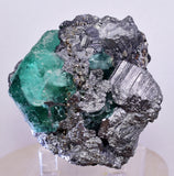 6.3cms GEOCRONITE JORDANITE FLUORITE  BOULANGERITE CRYSTALS PERU MILPO PERU SHINY KB63