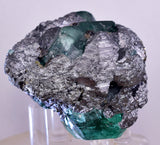 6.3cms GEOCRONITE JORDANITE FLUORITE  BOULANGERITE CRYSTALS PERU MILPO PERU SHINY KB63