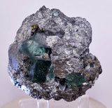 6.3cms GEOCRONITE JORDANITE FLUORITE  BOULANGERITE CRYSTALS PERU MILPO PERU SHINY KB63