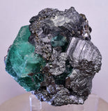 6.3cms GEOCRONITE JORDANITE FLUORITE  BOULANGERITE CRYSTALS PERU MILPO PERU SHINY KB63