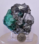 6.3cms GEOCRONITE JORDANITE FLUORITE  BOULANGERITE CRYSTALS PERU MILPO PERU SHINY KB63