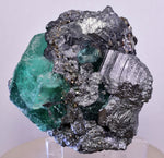 6.3cms GEOCRONITE JORDANITE FLUORITE  BOULANGERITE CRYSTALS PERU MILPO PERU SHINY KB63