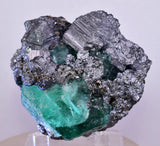 6.3cms GEOCRONITE JORDANITE FLUORITE  BOULANGERITE CRYSTALS PERU MILPO PERU SHINY KB63