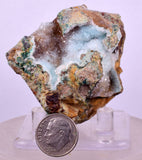 5.9cms DRUZY CHRYSOCOLLA QUARTZ CRYSTAL PERU COPPER LILY MINE DB239