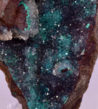 8.9cms DRUZY CHRYSOCOLLA QUARTZ CRYSTAL PERU COPPER LILY MINE DB241