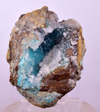 7.8cms DRUZY CHRYSOCOLLA QUARTZ CRYSTAL PERU COPPER LILY MINE DB247