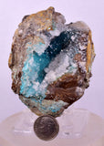7.8cms DRUZY CHRYSOCOLLA QUARTZ CRYSTAL PERU COPPER LILY MINE DB247