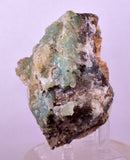 9.1cms DRUZY CHRYSOCOLLA QUARTZ CRYSTAL PERU COPPER LILY MINE DB250