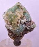 9.1cms DRUZY CHRYSOCOLLA QUARTZ CRYSTAL PERU COPPER LILY MINE DB250