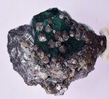 6.3cms JORDANITE FLUORITE BOULANGERITE CRYSTAL MILPO PERU SHINY KB67