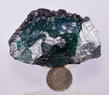6.3cms JORDANITE FLUORITE BOULANGERITE CRYSTAL MILPO PERU SHINY KB67