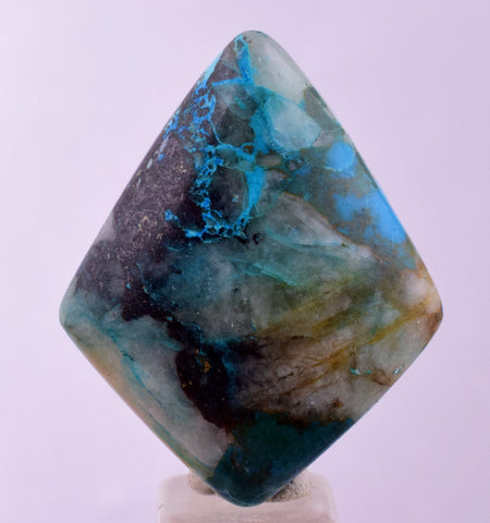 30carats  BLUE CHRYSOCOLLA QUARTZ MALACHITE PERU SCENIC CABOCHON PENDANT BB404