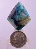 30carats  BLUE CHRYSOCOLLA QUARTZ MALACHITE PERU SCENIC CABOCHON PENDANT BB404