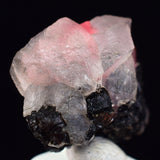 2.6cm RHODOCHROSITE CRYSTALS TWIN FLUORITE PERU UCHUCCHACUA MINERAL SPECIMEN RB668