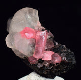 2.6cm RHODOCHROSITE CRYSTALS TWIN FLUORITE PERU UCHUCCHACUA MINERAL SPECIMEN RB668