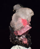 2.6cm RHODOCHROSITE CRYSTALS TWIN FLUORITE PERU UCHUCCHACUA MINERAL SPECIMEN RB668