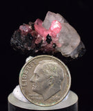 2.6cm RHODOCHROSITE CRYSTALS TWIN FLUORITE PERU UCHUCCHACUA MINERAL SPECIMEN RB668