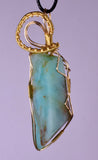 6cms BLUE OPAL GOLDEN WIRE GEM PERU JEWELRY PENDANT JB34