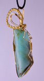 6cms BLUE OPAL GOLDEN WIRE GEM PERU JEWELRY PENDANT JB34