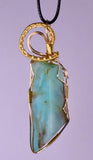 6cms BLUE OPAL GOLDEN WIRE GEM PERU JEWELRY PENDANT JB34