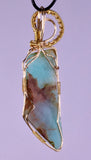 6cms BLUE OPAL GOLDEN WIRE GEM PERU JEWELRY PENDANT JB34