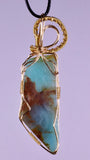 6cms BLUE OPAL GOLDEN WIRE GEM PERU JEWELRY PENDANT JB34