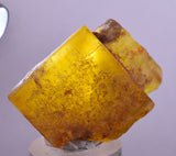 4.5cms GEM YELLOW FLUORITE SHINY CRYSTAL AHOULI MOROCCO MINERAL SPECIMEN KB70