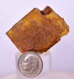 4.5cms GEM YELLOW FLUORITE SHINY CRYSTAL AHOULI MOROCCO MINERAL SPECIMEN KB70