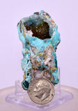 6cms DRUZY CHRYSOCOLLA QUARTZ CRYSTAL LILY MINE PERU 2000 YEAR DB296