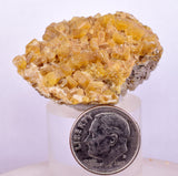 3.8cms GEMMY BARITE GOLDEN CRYSTALS PERU SHINY TRANSLUCENT MINERAL EB90
