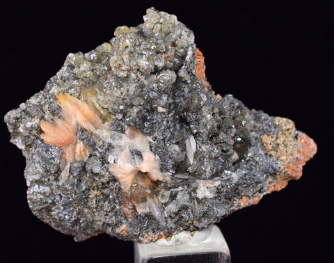 3.9cms CERUSSITE BARITE GALENA CRYSTALS MOROCCO MINERAL SPECIMEN KB81