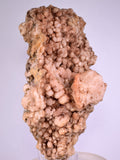 12.4cms NATURAL SCULPTURE ROSE QUARTZ DRUZY BRIGHT CRYSTALS BOTRYOIDAL PERU NEW FIND QB120