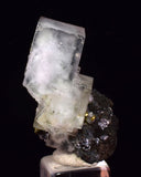 3cms BLUE FLUORITE CUBIC CRYSTALS PYRITE PERU MINERAL SPECIMEN KB183