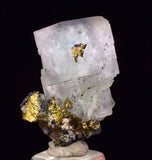 3cms BLUE FLUORITE CUBIC CRYSTALS PYRITE PERU MINERAL SPECIMEN KB183